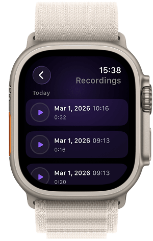 Happens on Apple Watch - recordings list